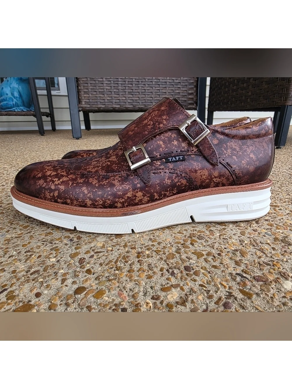 TAFT 365 Brown Espresso Leather Shoes Mens Size 8.5 office Preppy Neutral work